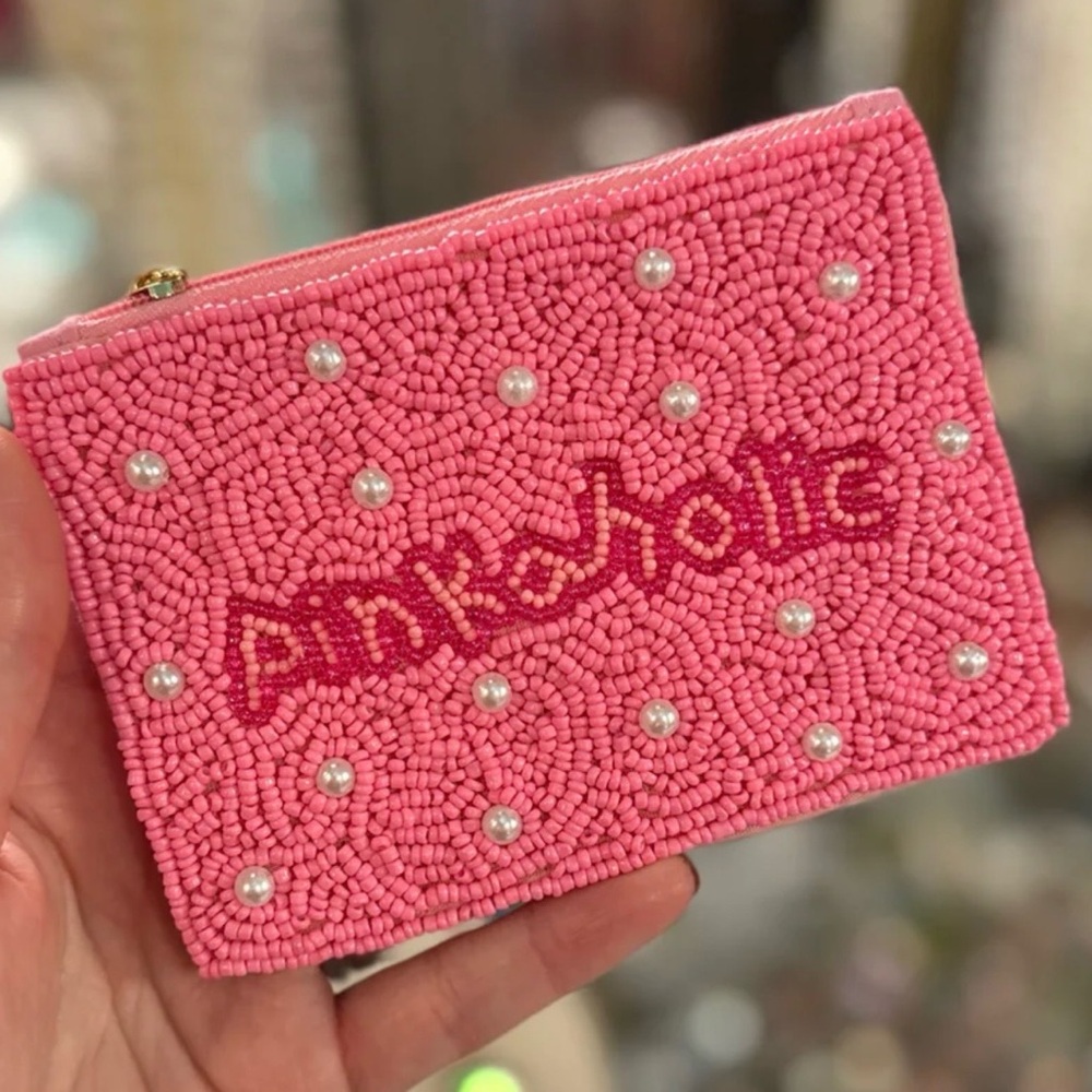 Pink Beaded Giftcard Coin bag